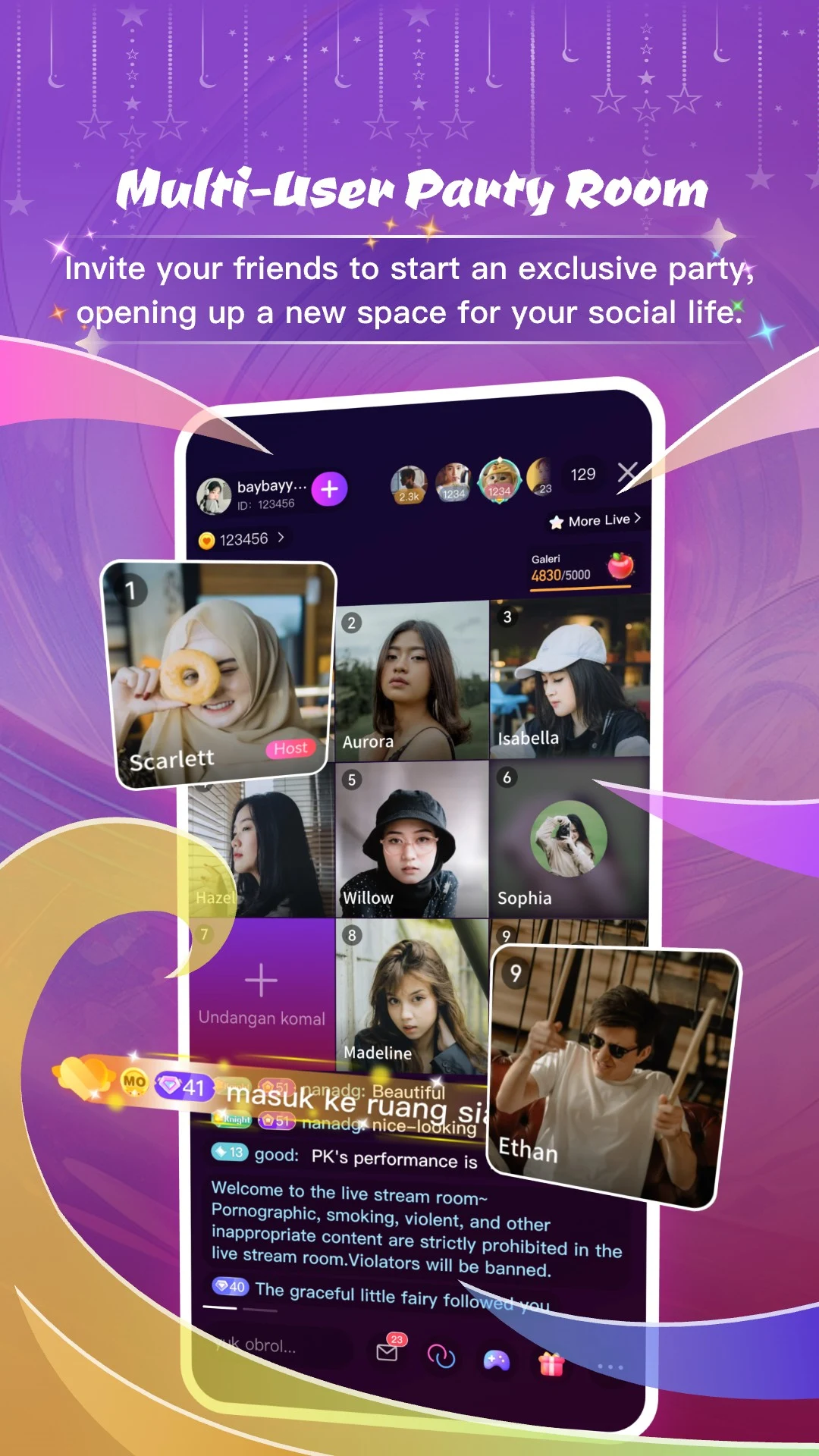 Saku Shorts voice party room interface